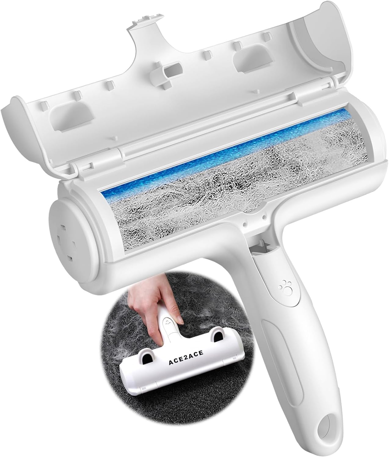 ACE2ACE Pet Hair Removal Tool, Reusable Lint Roller for Pet Hair, Self Clean Cat Hair Remover with Fur Bin, Dog Hair Remover for Couch, Furniture, Carpet, Sofa and Bedding