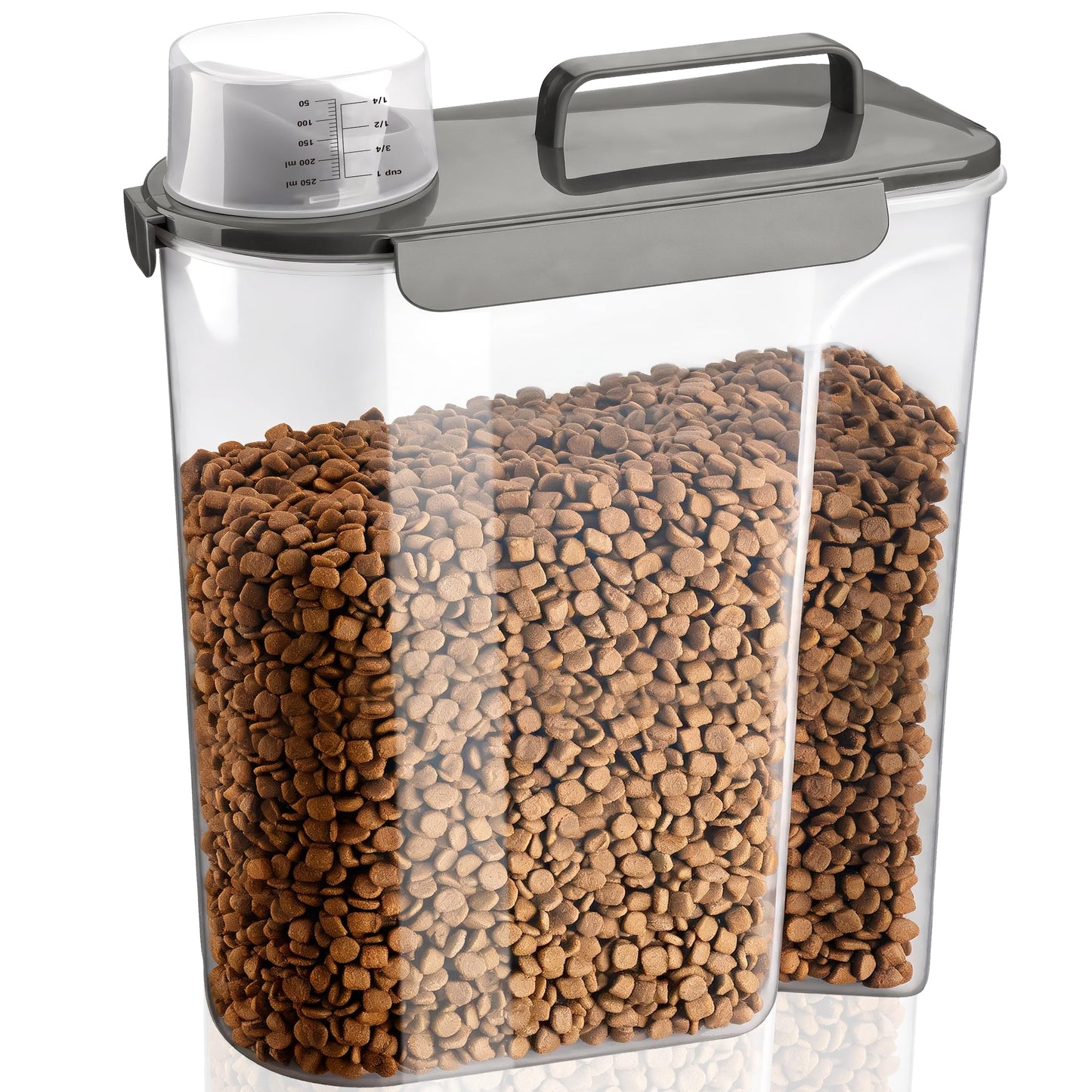 TIOVERY Dog Food Storage Container, 10 Lbs Airtight Pet Food Container, Cat Food Container Dispenser Plastic Bin with Pouring Spout, Portable Handle for Dogs Cats Grey