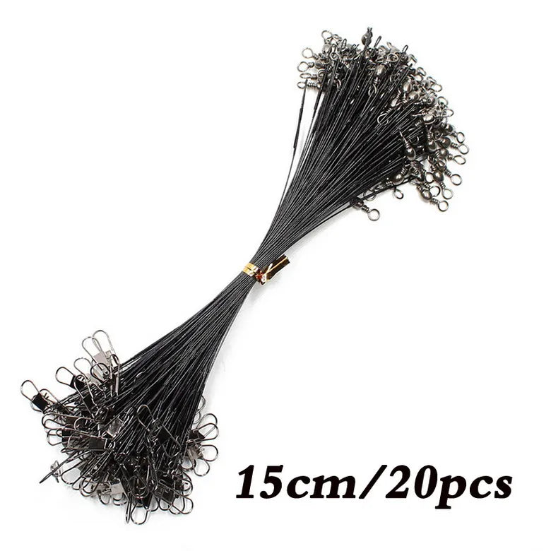 Anti Bite Steel Fishing Line Steel Wire Leader With Swivel Fishing Accessory Lead Core Leash Fishing Wire 15cm 20cm 30cm