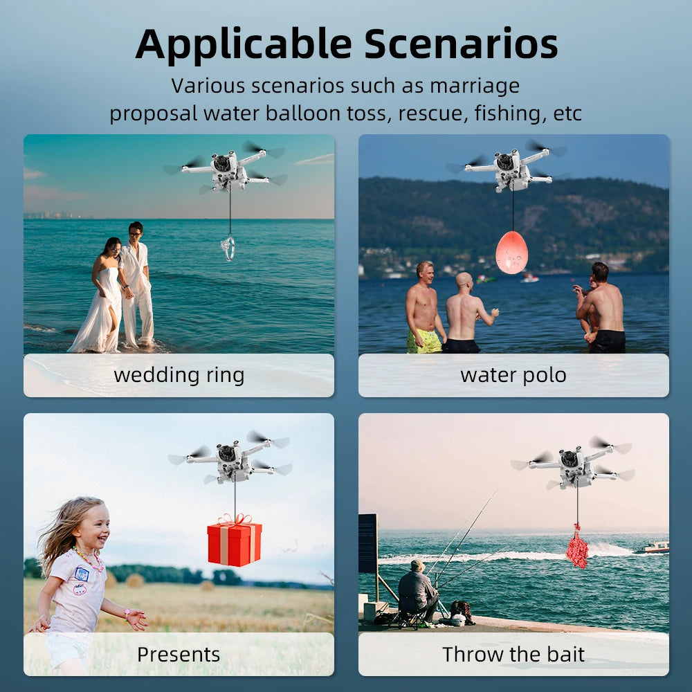 BRDRC Airdrop System för DJI Mini 3 & Mini 3 Pro – 500m räckvidd, 100g last