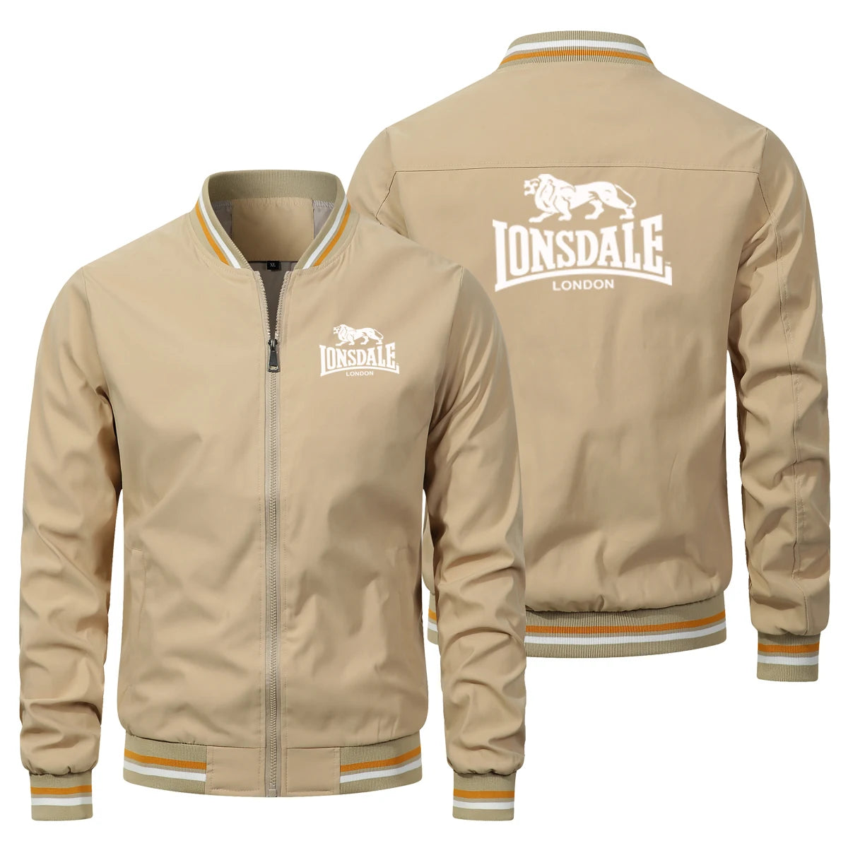 Men's zipper and V-neck casual baseball jacket, outdoor hiking jacket sports jacket, men's windproof jacket, LONSDALE autumn and