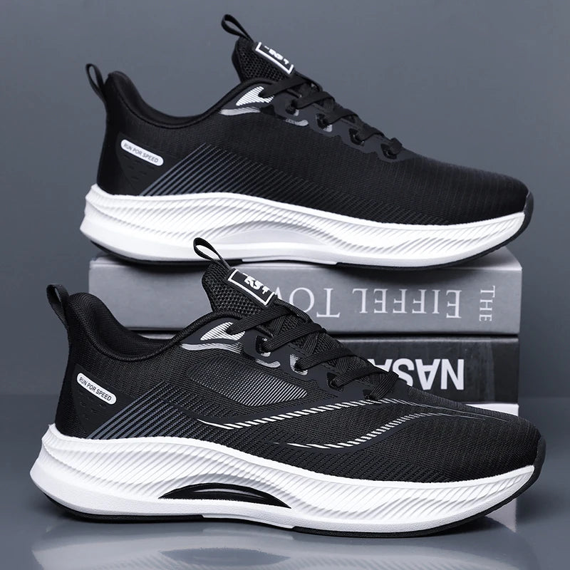 Men Sports Shoes Summer Classic Mesh Breathable Lightweight Comfortable Running Shoes Rebound Cushioning Soft Sole Fitness Shoes