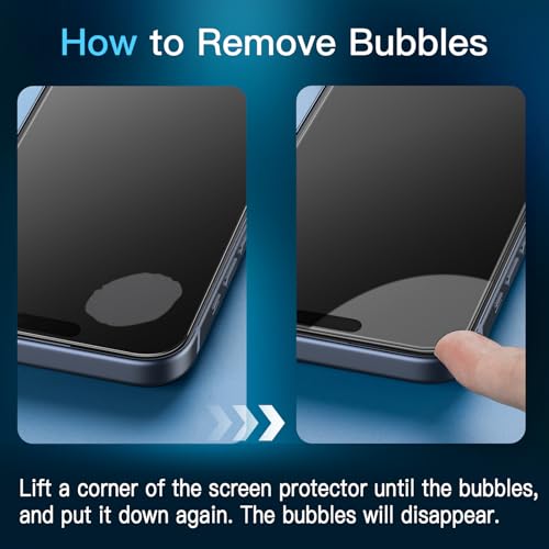 JETech Screen Protector for iPhone 17/16/15 Series, Tempered Glass Film with Easy Installation Tool, Case-Friendly, HD Clear, 3-Pack