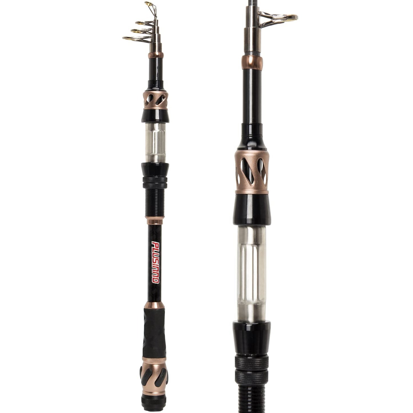 PLUSINNO Fishing Rod and Reel Combos - Carbon Fiber Telescopic Fishing Pole - Spinning Reel 12 +1 Shielded Bearings Stainless Steel BB