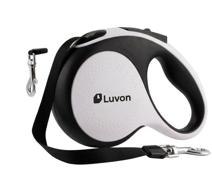 LUVON Retractable Dog Leash – 16ft Tangle-Free Extendable Lead | Ergonomic Handle | Heavy Duty Nylon Tape | Poo Bag Dispenser + 15 Bags Included | Retractable Leash for Medium Large Dogs Up to 66lbs