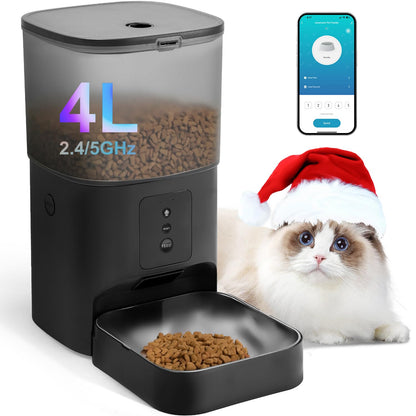 Automatic Cat Feeder, Cat Food Dispenser with 10s Voice Recorder, Pet Feeder up to 8 Meals per Day, Timed Feeder with Dry Food Sealed Ring