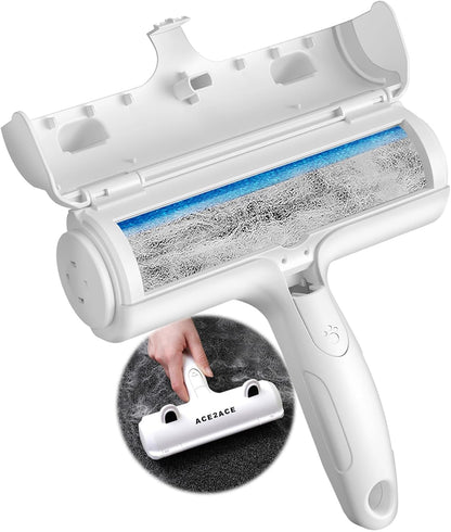 ACE2ACE Pet Hair Removal Tool, Reusable Lint Roller for Pet Hair, Self Clean Cat Hair Remover with Fur Bin, Dog Hair Remover for Couch, Furniture, Carpet, Sofa and Bedding