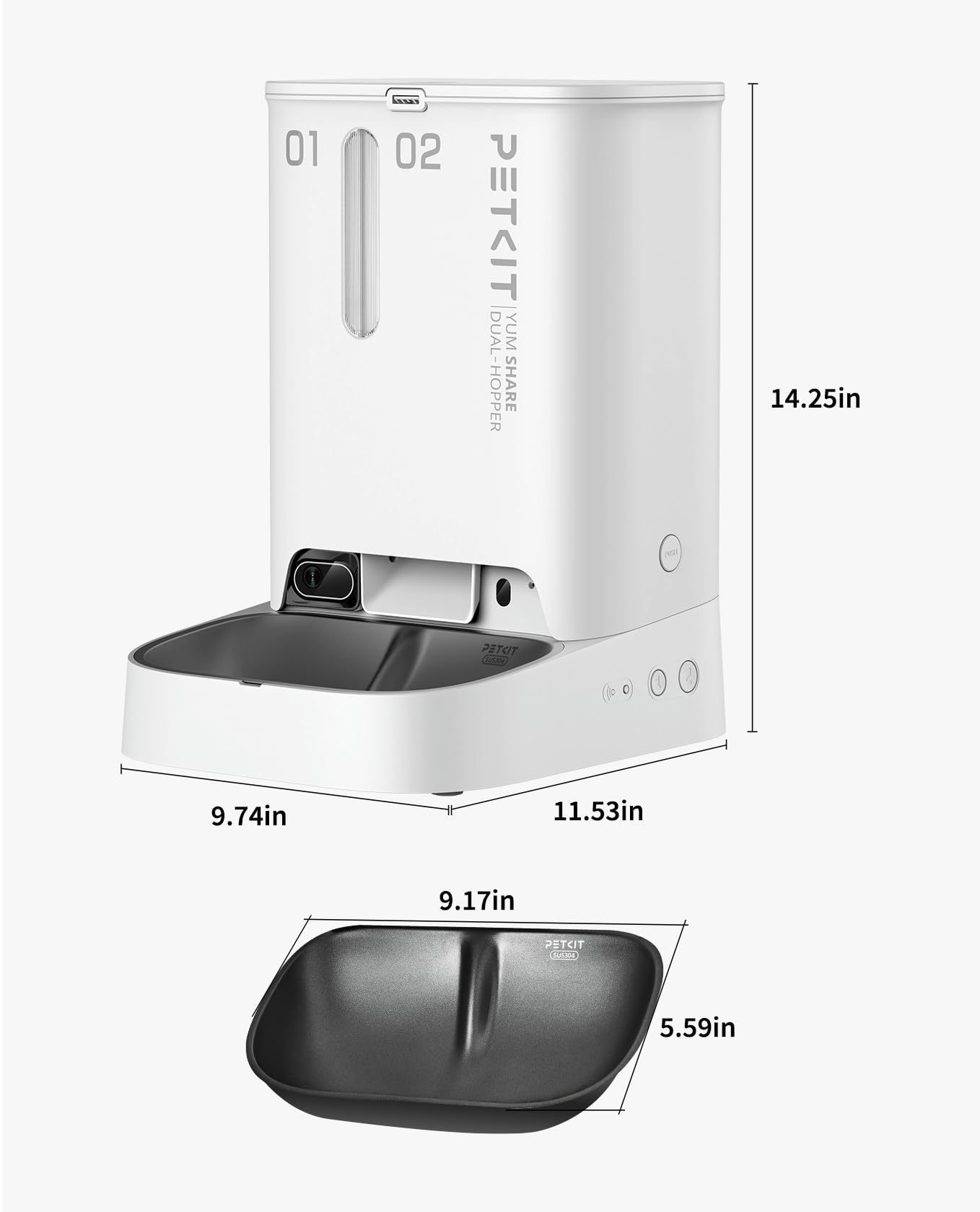 PETKIT Automatic Cat Feeder with Camera, 1080P HD Video with Night Vision, 2.4G WiFi Pet Feeder for Cat & Small Dog, 2-Way Audio & Meal Call Pet Food Dispenser with Desiccant Bag, Motion Capturing