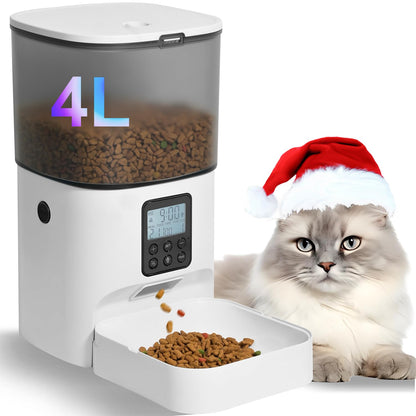 Automatic Cat Feeder, Cat Food Dispenser with 10s Voice Recorder, Pet Feeder up to 8 Meals per Day, Timed Feeder with Dry Food Sealed Ring