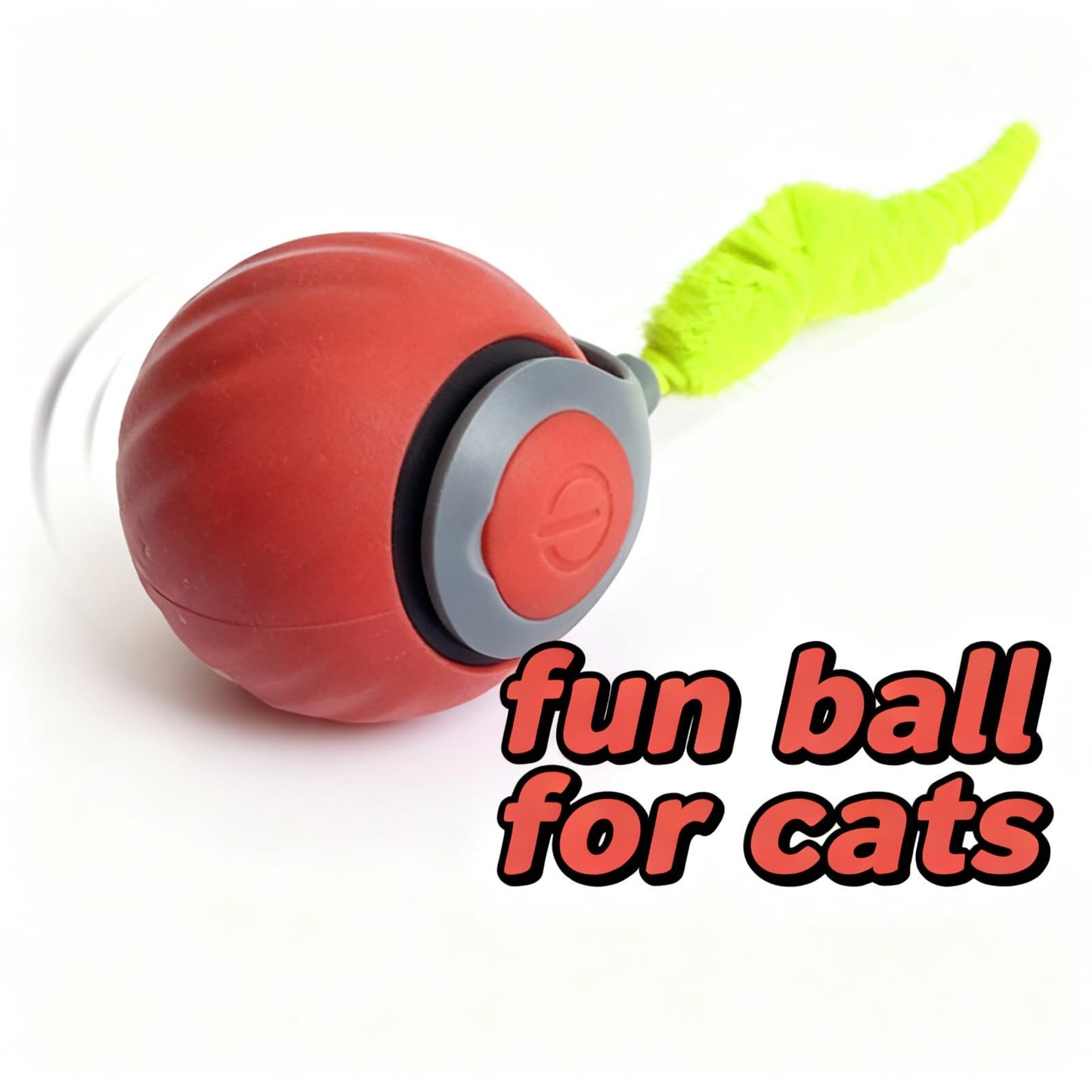 Dr. Fluffyyes Interactive Cat Toy Ball – Motion-Activated, USB Rechargeable Ball with Anti-Scratch Cover & 2 Changeable Tails – Fun Indoor Enrichment Toy for Active Cats & Kittens