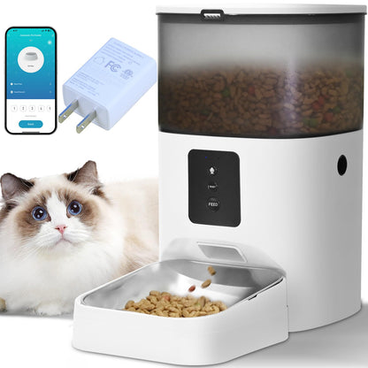 Automatic Cat Feeder, Cat Food Dispenser with 10s Voice Recorder, Pet Feeder up to 8 Meals per Day, Timed Feeder with Dry Food Sealed Ring