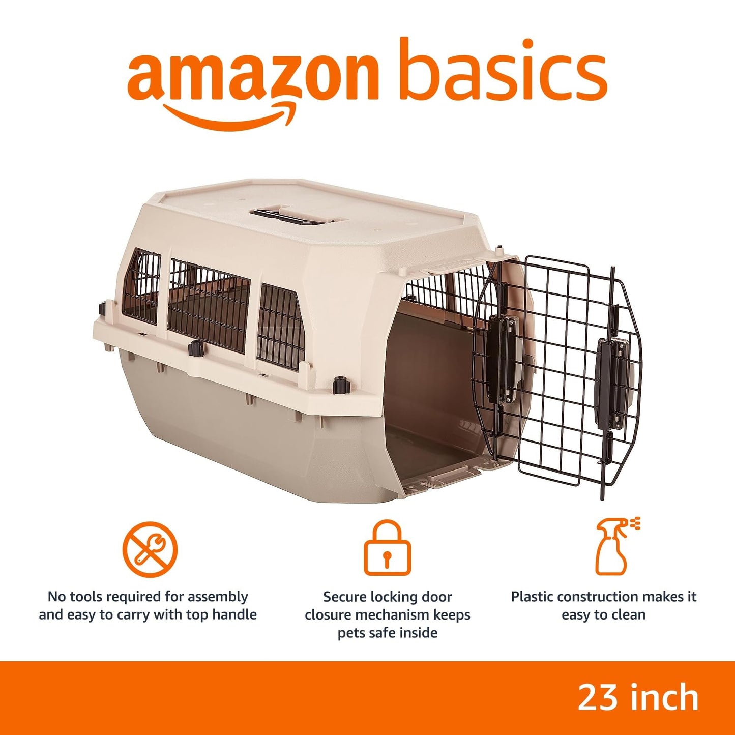 Amazon Basics Plastic Durable Buckle Dogs, Cats Animal Carrier