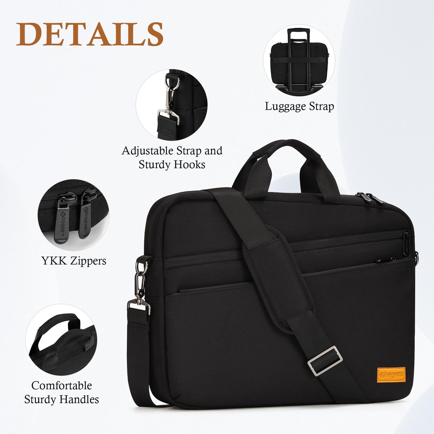 bagasin 15 15.6 16 17 17.3 inch Laptop Computer PC Shoulder Bag Carrying Case, Water-Repellent Briefcase