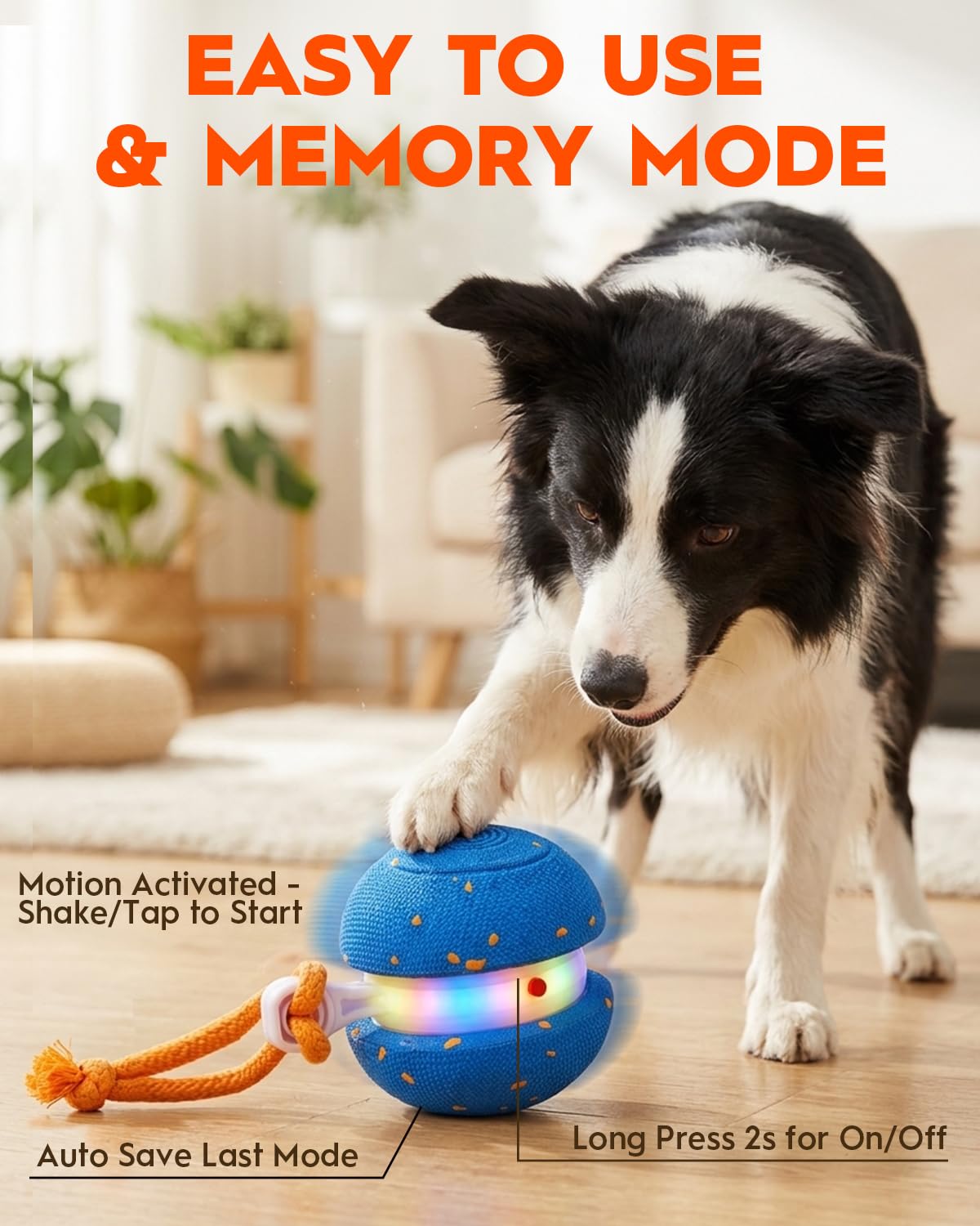 Xeuch Interactive Dog Toys, Automatic Irregular Moving and Rolling Dog Ball with 2 Speed Modes, E-TPU Material, Motion Activated Pet Toys with Rope for Dogs Puppies, Dog Stimulation Toy