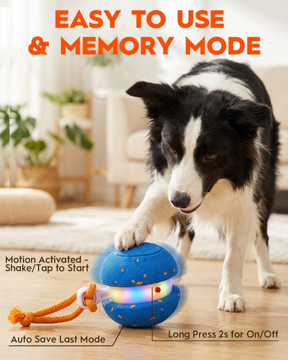 Xeuch Interactive Dog Toys, Automatic Irregular Moving and Rolling Dog Ball with 2 Speed Modes, E-TPU Material, Motion Activated Pet Toys with Rope for Dogs Puppies, Dog Stimulation Toy