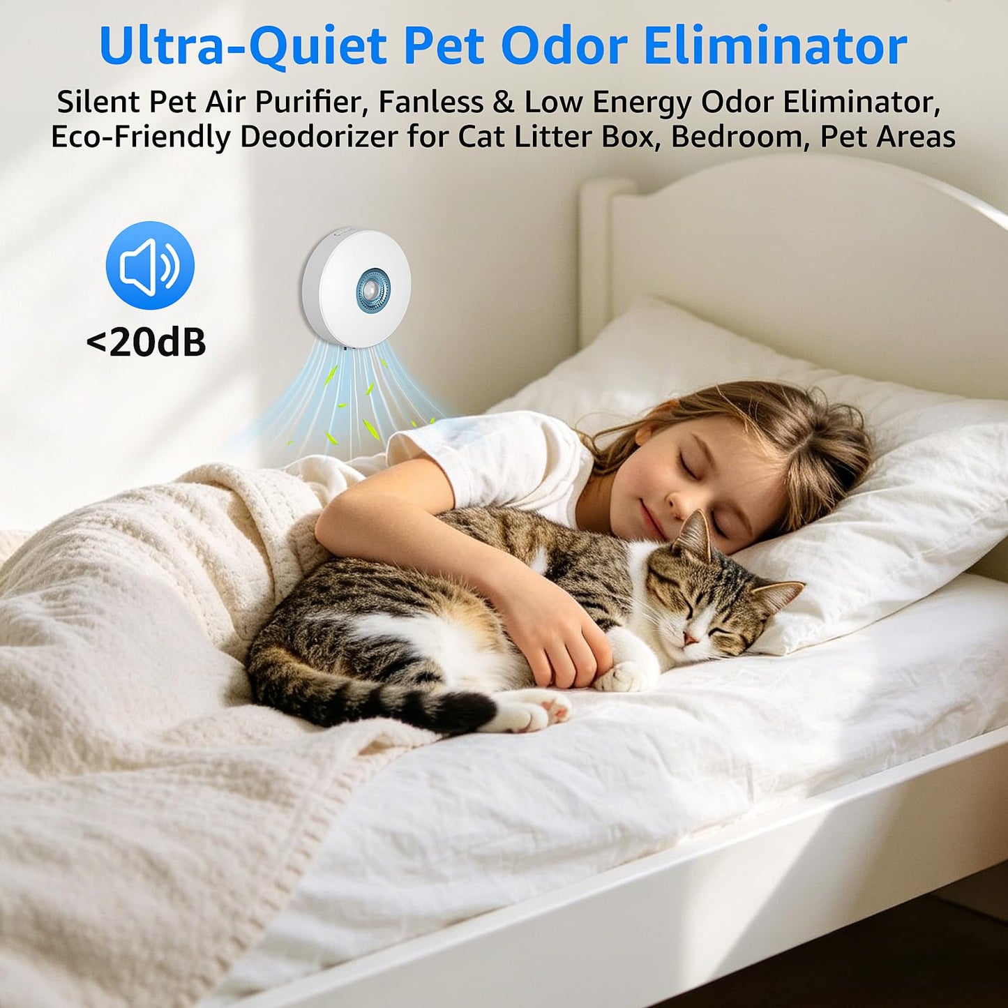Cat Litter Deodorizer,Smart Pet Odor Eliminator with Sensor Monitor,Ultra-Quiet Air Purifier with 3 Modes,Multi-Purpose Plug in Air Fresheners for Home Use