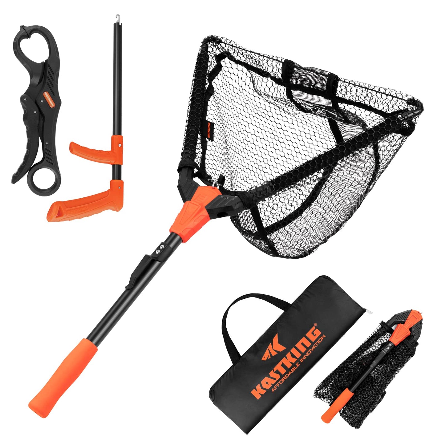 KastKing Pontus Fishing Net, Foldable & Lightweight Landing Net with Built in Length Scale, Strength Aluminum Handle, Fishing Gear and Gift for Men