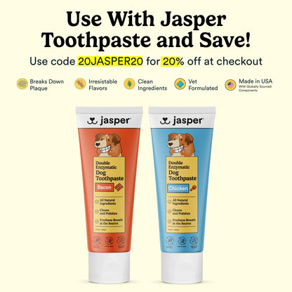 Jasper Dog Toothbrush, 360º Dog Tooth Brushing Kit, Cat Toothbrush, Dog Teeth Cleaning, Dog Finger Toothbrush, Dog Tooth Brush for Small & Large Pets, Dog Toothpaste Not Included