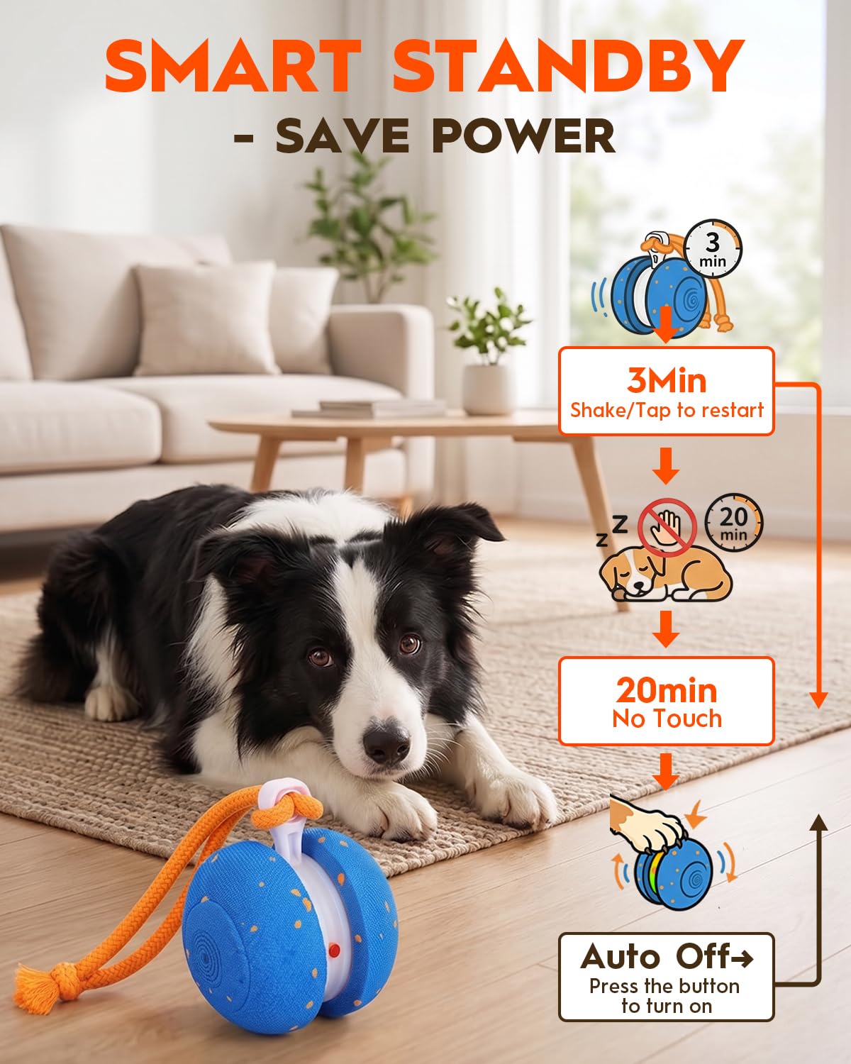 Xeuch Interactive Dog Toys, Automatic Irregular Moving and Rolling Dog Ball with 2 Speed Modes, E-TPU Material, Motion Activated Pet Toys with Rope for Dogs Puppies, Dog Stimulation Toy