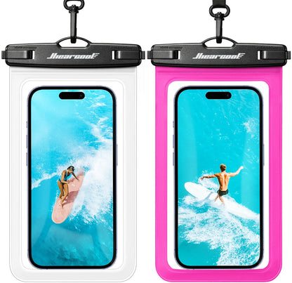 Hiearcool Universal Waterproof Case, Waterproof Phone Pouch Compatible for iPhone 14 13 12 11 Pro Max XS Plus Samsung Galaxy S22 Cellphone Up to 8.3", IPX8 Cellphone Dry Bag for Vacation-2 Pack