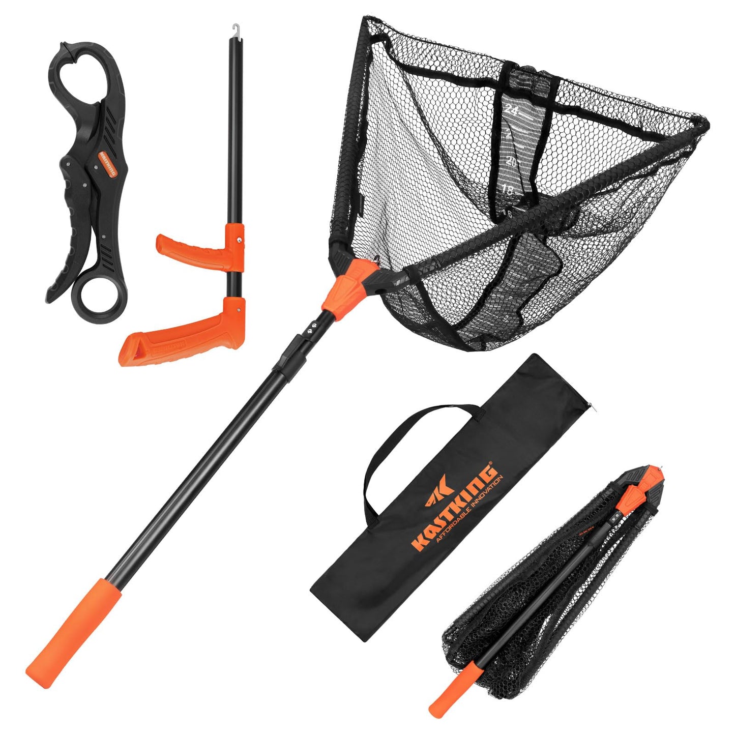 KastKing Pontus Fishing Net, Foldable & Lightweight Landing Net with Built in Length Scale, Strength Aluminum Handle, Fishing Gear and Gift for Men