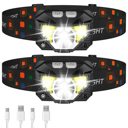 LHKNL Headlamp Flashlight, 1200 Lumen Ultra-Light Bright LED Rechargeable Headlight with White Red Light, Waterproof Motion Sensor Head Lamp, 8 Modes for Outdoor Camping Running Cycling Fishing