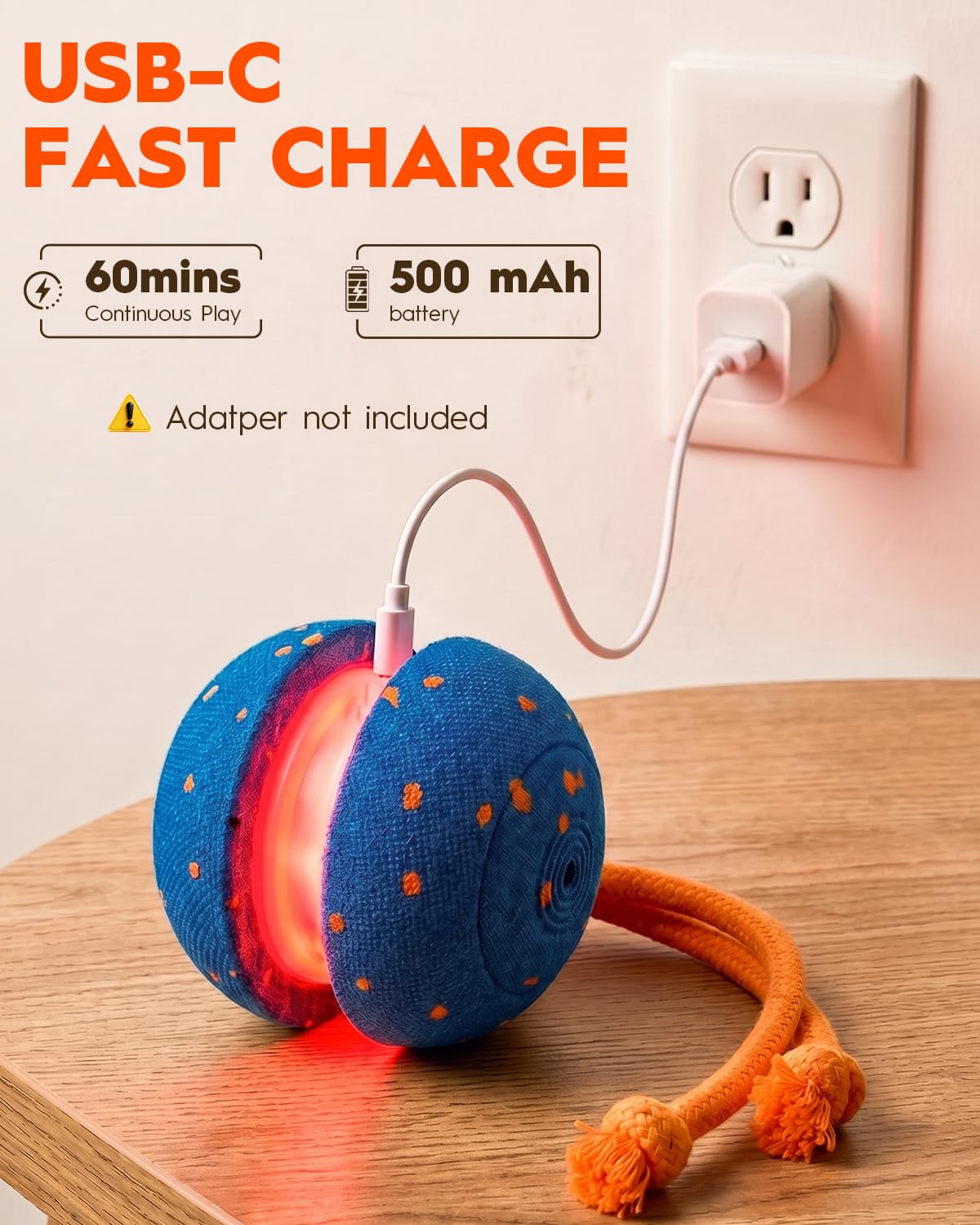 Xeuch Interactive Dog Toys, Automatic Irregular Moving and Rolling Dog Ball with 2 Speed Modes, E-TPU Material, Motion Activated Pet Toys with Rope for Dogs Puppies, Dog Stimulation Toy