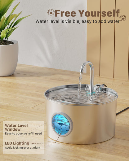 GIOTOHUN Cat Water Fountain Stainless Steel Pet Fountain