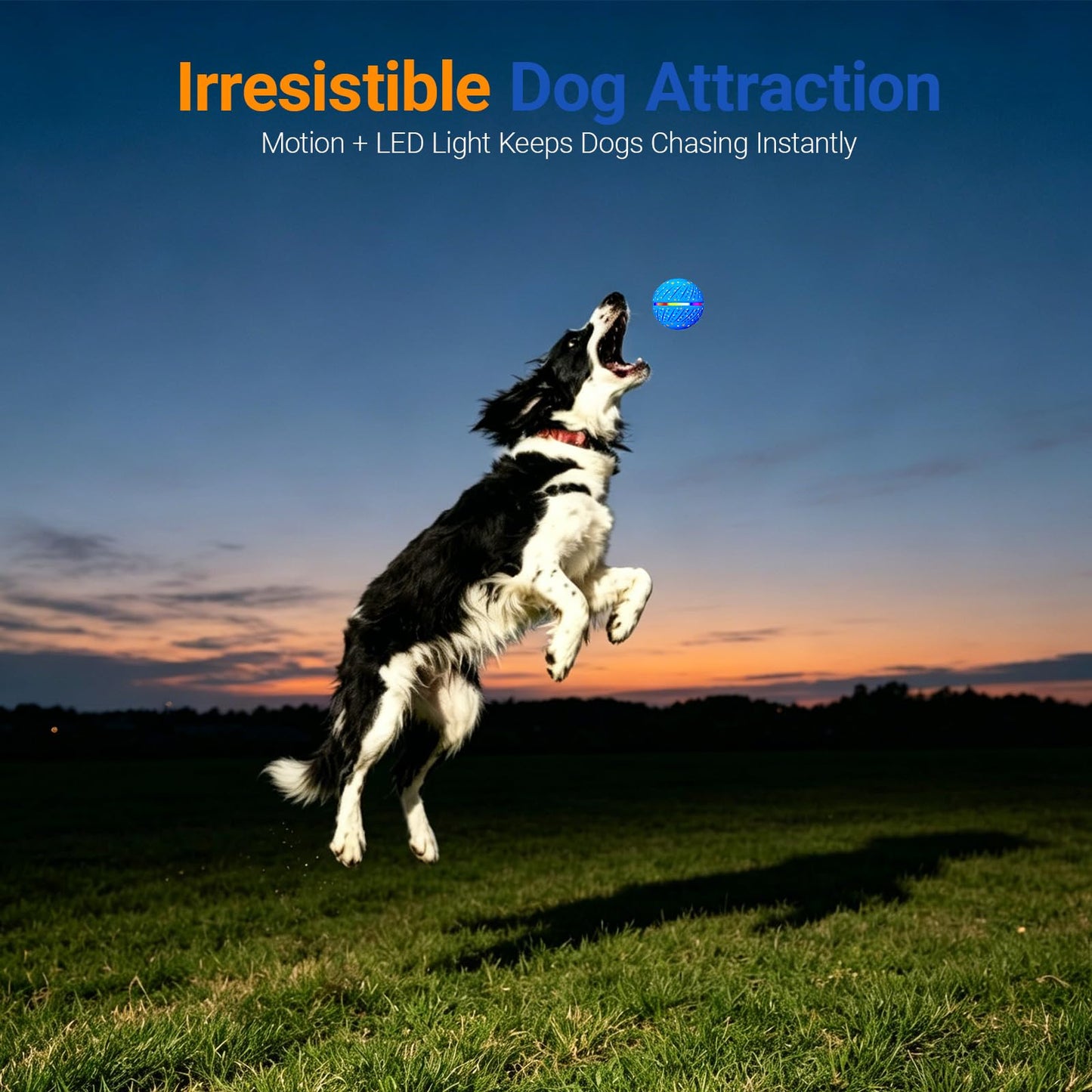 GULUNOOK Interactive Dog Ball Toy for Small Medium Dogs – Smart Auto Moving Bouncing Ball with LED Lights, 3 Play Modes, Durable E-TPU, USB Rechargeable, 2.8” Dog Toys to Keep Dogs Busy