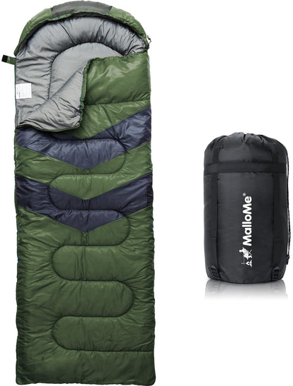 MalloMe Sleeping Bags for Adults Cold Weather & Warm - Backpacking Camping Sleeping Bag for Kids, Girls, Boys - Lightweight Camping Essentials Gear Accessories Hiking Sleep Must Haves Single & Double
