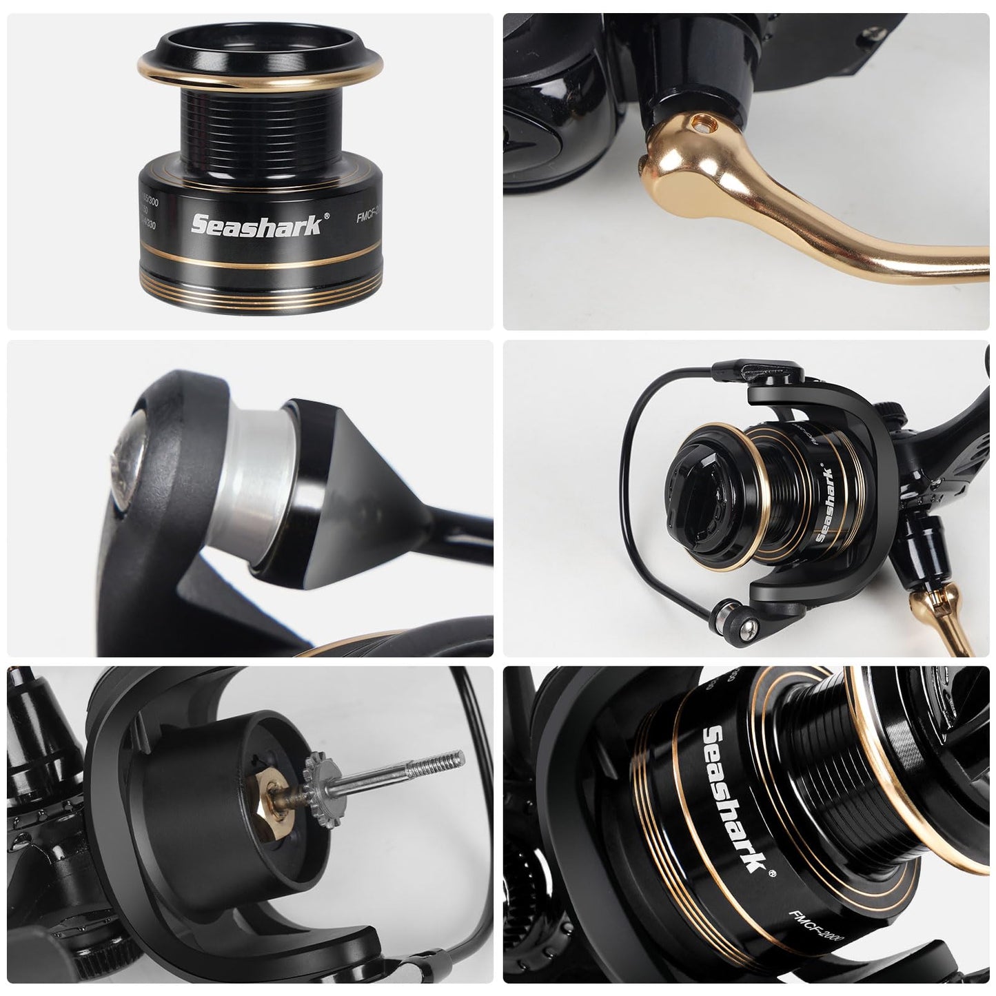 Seashark Spinning Fishing Reel FMCF,Freshwater and Seawater Fishing Reel, Max 17.6lb Carbon Resistance, High Speed Gear Ratio, Premium New Rolling Bearing and Drive Gear, Metal Spool and Handle