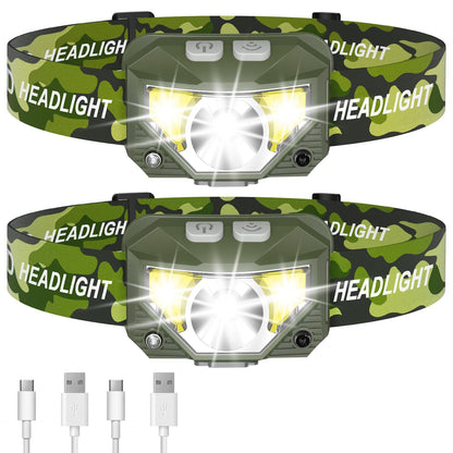 LHKNL Headlamp Flashlight, 1200 Lumen Ultra-Light Bright LED Rechargeable Headlight with White Red Light, Waterproof Motion Sensor Head Lamp, 8 Modes for Outdoor Camping Running Cycling Fishing