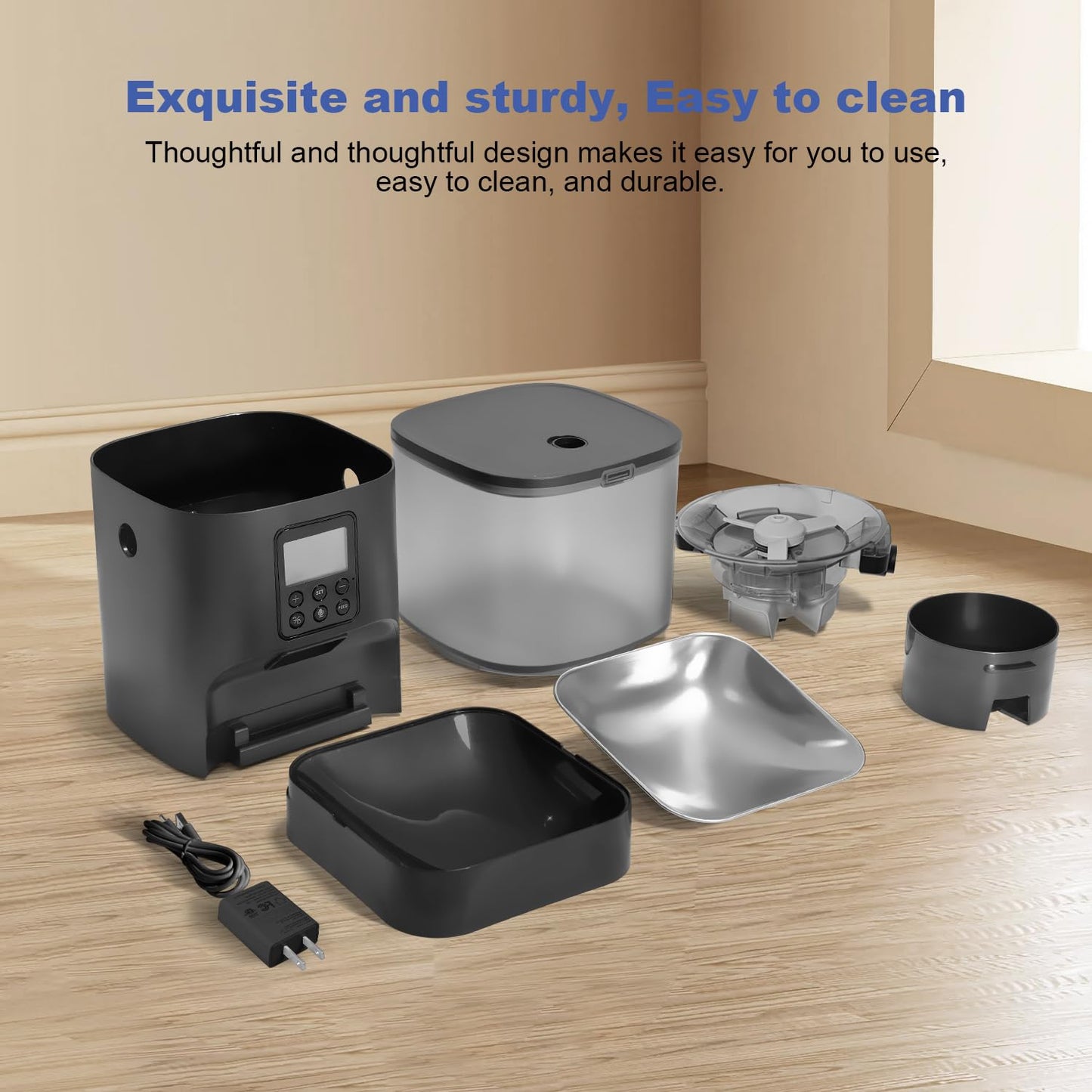 Automatic Cat Feeder, Cat Food Dispenser with 10s Voice Recorder, Pet Feeder up to 8 Meals per Day, Timed Feeder with Dry Food Sealed Ring
