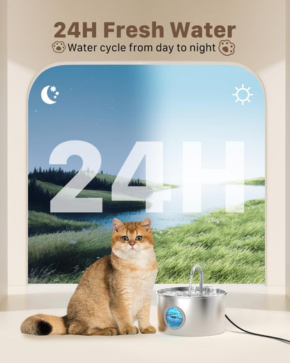 GIOTOHUN Cat Water Fountain Stainless Steel Pet Fountain
