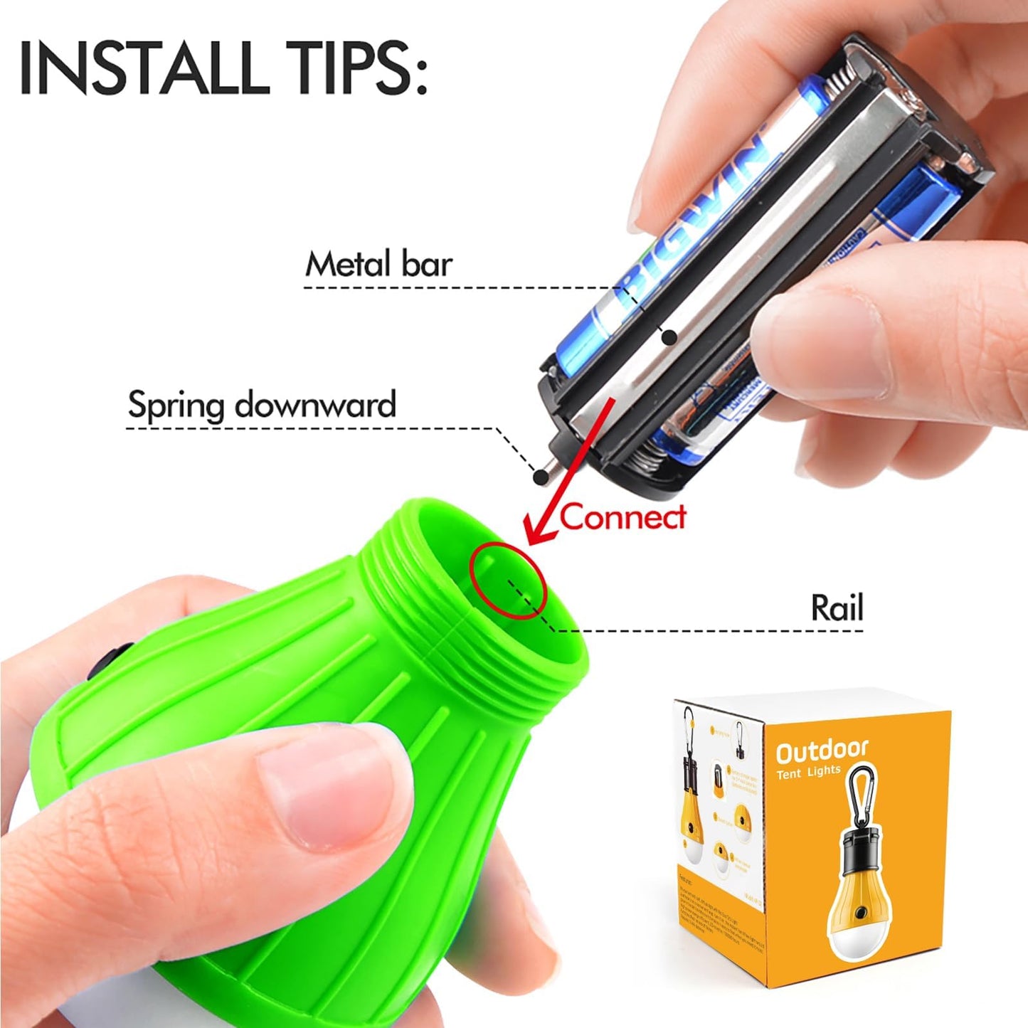 FLY2SKY Tent Lamp Portable LED Tent Lights 4 Packs Hook Hurricane Emergency Lights LED Camping Light Bulb Camping Tent Lantern Bulb Camping Equipment for Camping Hiking Backpacking Fishing Outage