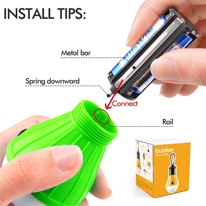 FLY2SKY Tent Lamp Portable LED Tent Lights 4 Packs Hook Hurricane Emergency Lights LED Camping Light Bulb Camping Tent Lantern Bulb Camping Equipment for Camping Hiking Backpacking Fishing Outage