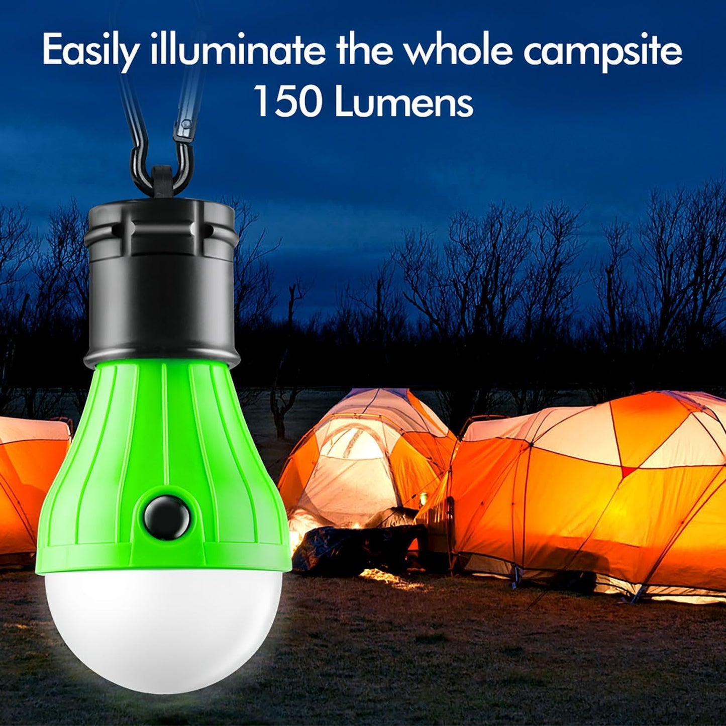 FLY2SKY Tent Lamp Portable LED Tent Lights 4 Packs Hook Hurricane Emergency Lights LED Camping Light Bulb Camping Tent Lantern Bulb Camping Equipment for Camping Hiking Backpacking Fishing Outage