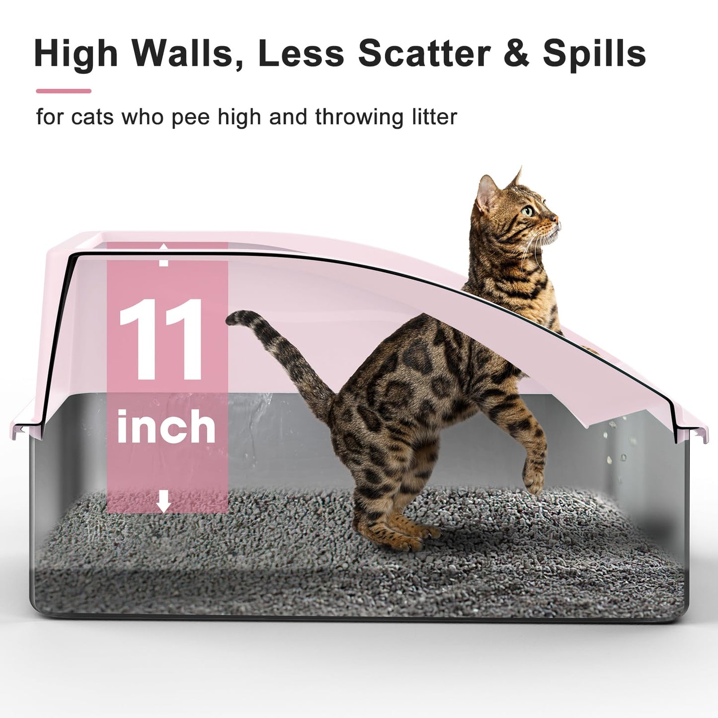 AIPERRO Stainless Steel Litter Box | XL Enclosed Cat Litter Boxs with Lid for Big Cats | High Sided, Anti-Urine Leakage | Non-Stick Bottom & Includes Litter Mat & Metal Scoop