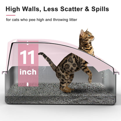 AIPERRO Stainless Steel Litter Box | XL Enclosed Cat Litter Boxs with Lid for Big Cats | High Sided, Anti-Urine Leakage | Non-Stick Bottom & Includes Litter Mat & Metal Scoop