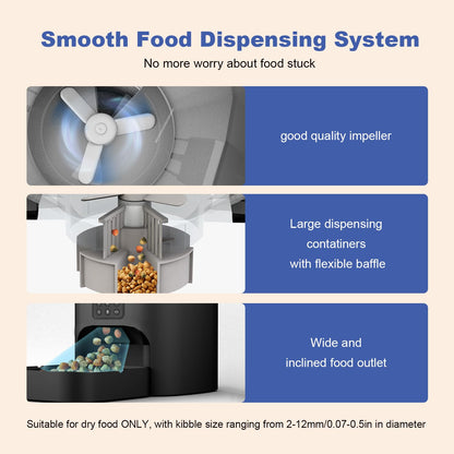 Automatic Cat Feeder, Cat Food Dispenser with 10s Voice Recorder, Pet Feeder up to 8 Meals per Day, Timed Feeder with Dry Food Sealed Ring