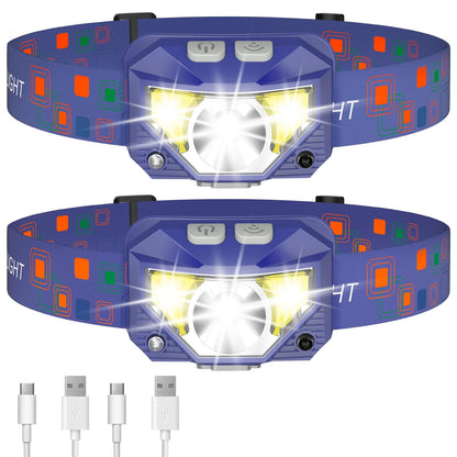 LHKNL Headlamp Flashlight, 1200 Lumen Ultra-Light Bright LED Rechargeable Headlight with White Red Light, Waterproof Motion Sensor Head Lamp, 8 Modes for Outdoor Camping Running Cycling Fishing