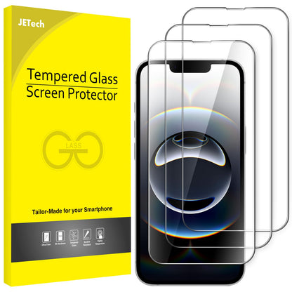 JETech Screen Protector for iPhone 17/16/15 Series, Tempered Glass Film with Easy Installation Tool, Case-Friendly, HD Clear, 3-Pack