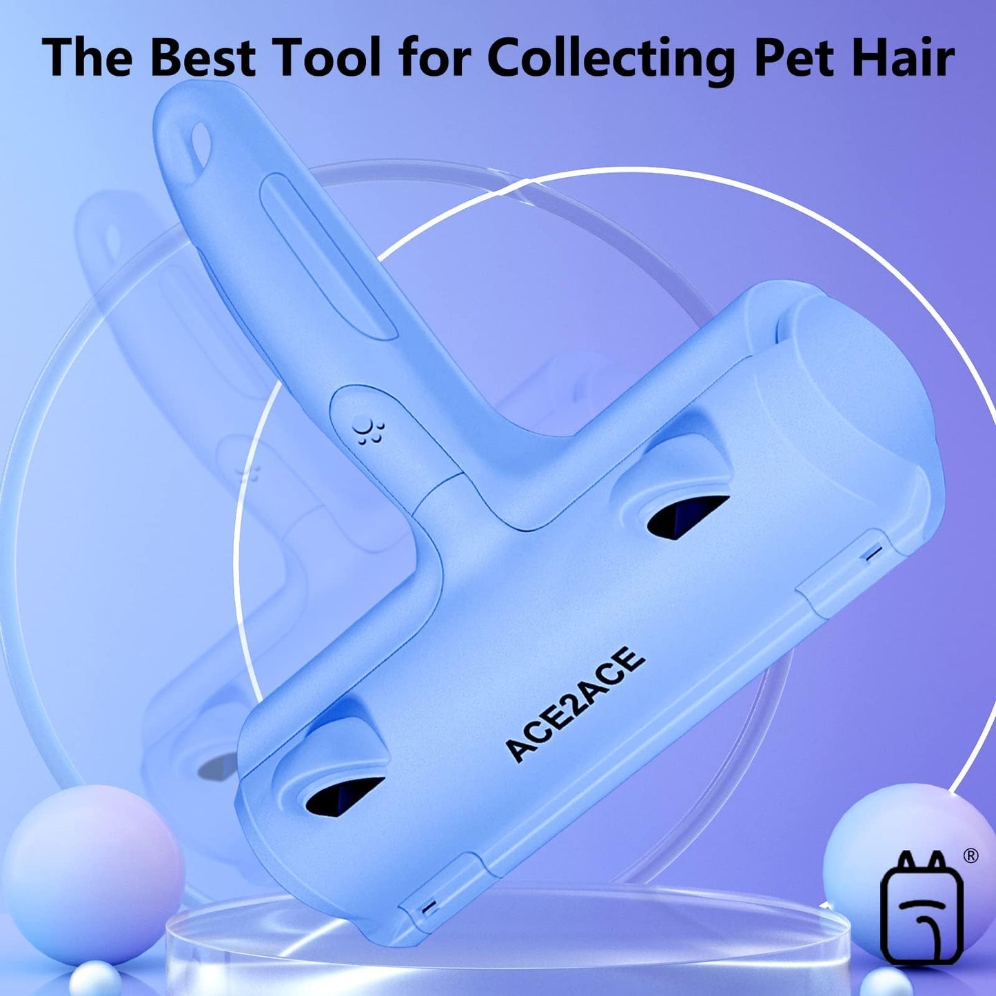 ACE2ACE Pet Hair Removal Tool, Reusable Lint Roller for Pet Hair, Self Clean Cat Hair Remover with Fur Bin, Dog Hair Remover for Couch, Furniture, Carpet, Sofa and Bedding