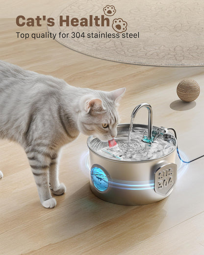 GIOTOHUN Cat Water Fountain Stainless Steel Pet Fountain