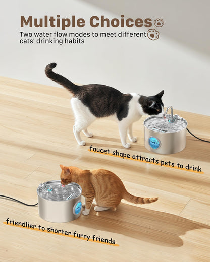 GIOTOHUN Cat Water Fountain Stainless Steel Pet Fountain