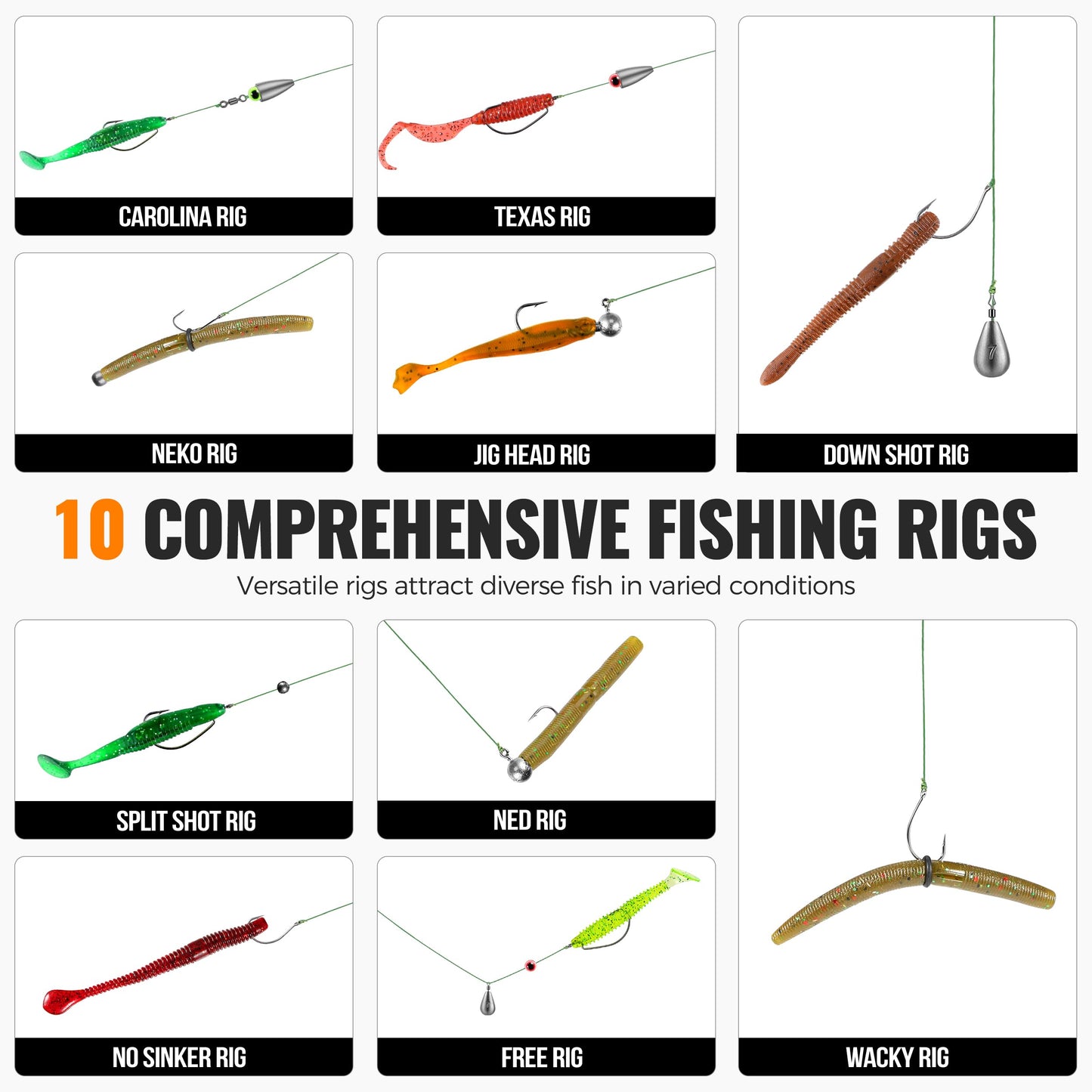 PLUSINNO Fishing Accessories Kit, Organized Fishing Tackle Box with Tackle Included, Fishing Hooks, Fishing Weights Sinkers, Swivels, Beads, Fishing Gear Set Equipment for Bass Trout