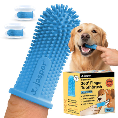 Jasper Dog Toothbrush, 360º Dog Tooth Brushing Kit, Cat Toothbrush, Dog Teeth Cleaning, Dog Finger Toothbrush, Dog Tooth Brush for Small & Large Pets, Dog Toothpaste Not Included