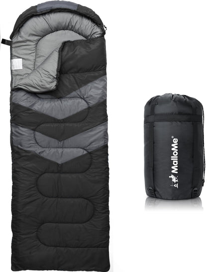 MalloMe Sleeping Bags for Adults Cold Weather & Warm - Backpacking Camping Sleeping Bag for Kids, Girls, Boys - Lightweight Camping Essentials Gear Accessories Hiking Sleep Must Haves Single & Double