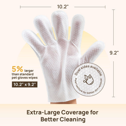 HICC PET Cleaning Deodorizing Glove Wipes for Dogs & Cats, Vet Recommended Hypoallergenic Hydrating & Nourish Fur Pet Grooming Glove Wipes