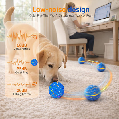GULUNOOK Interactive Dog Ball Toy for Small Medium Dogs – Smart Auto Moving Bouncing Ball with LED Lights, 3 Play Modes, Durable E-TPU, USB Rechargeable, 2.8” Dog Toys to Keep Dogs Busy